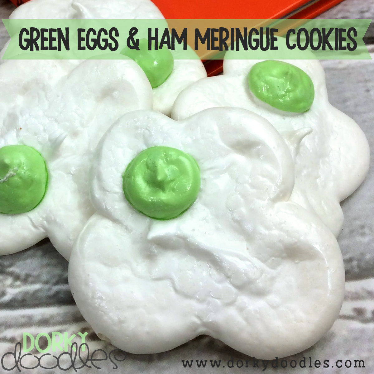 Dr Seuss Green Eggs and Ham Meringue Cookies