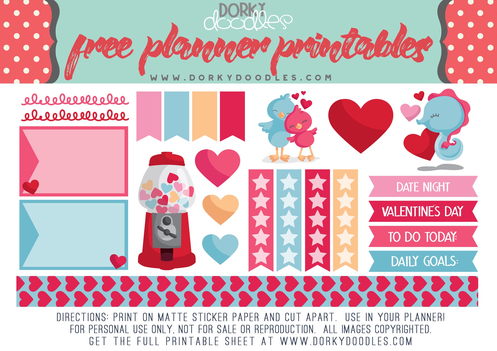 cute valentine planner stickers free