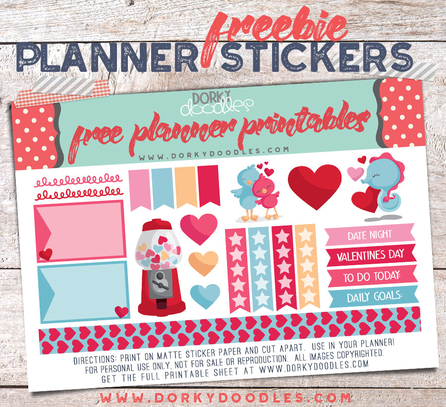 free valentine planner stickers