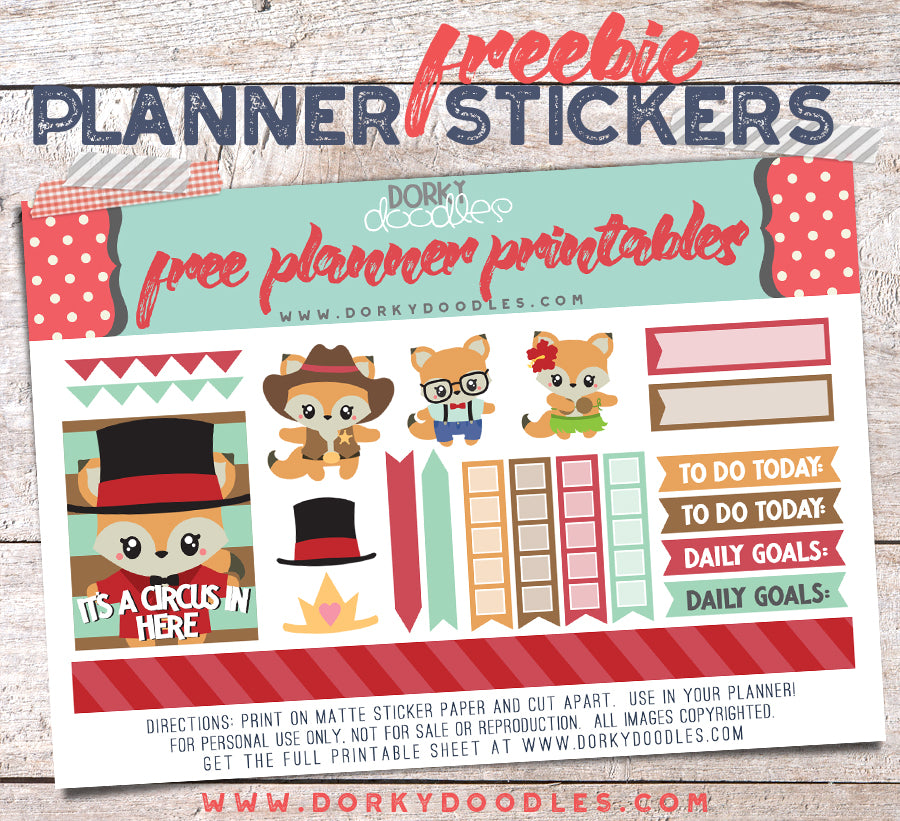 free fox planner stickers printable