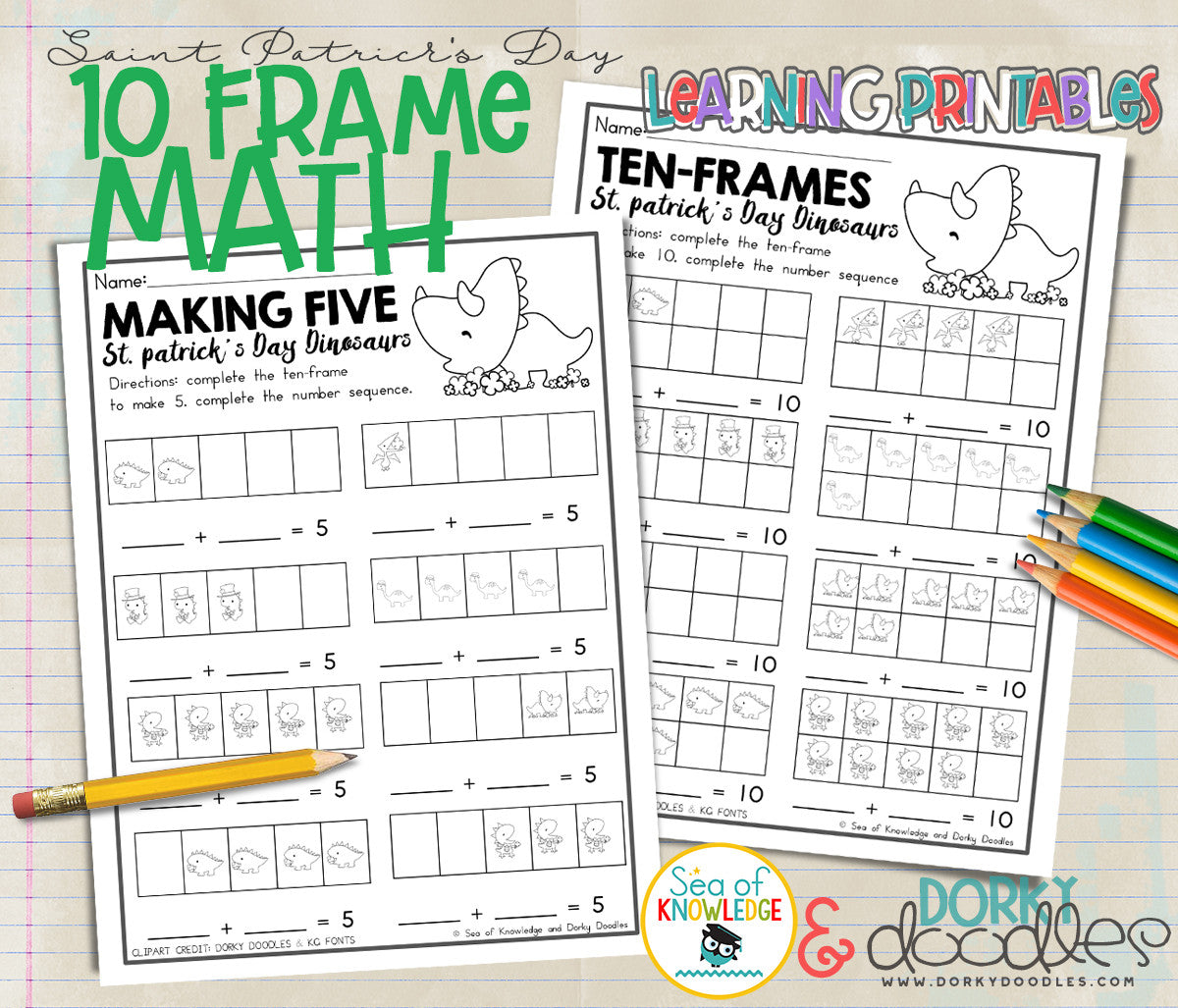 ten frame addition worksheet