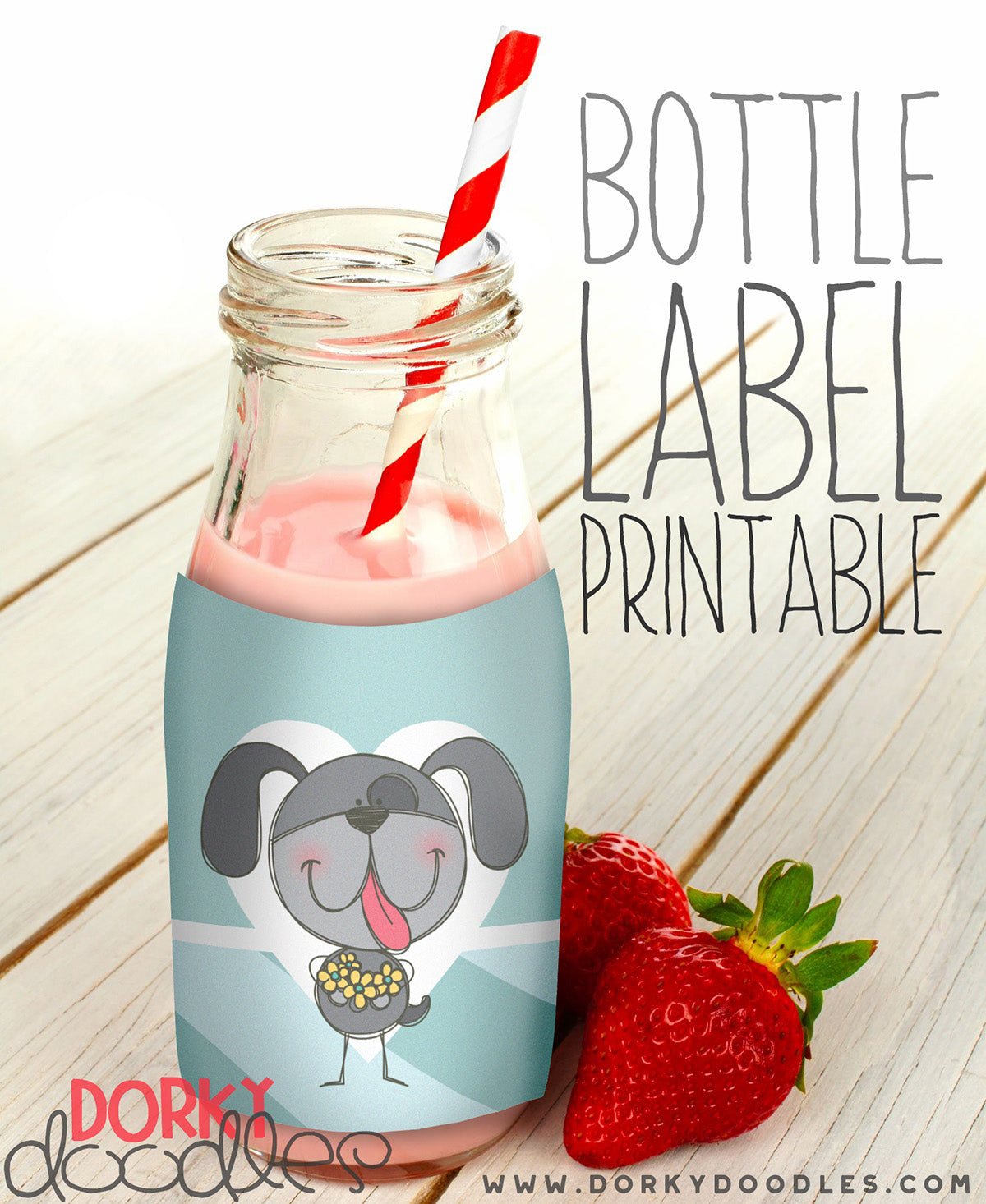 free printable bottle label with puppy