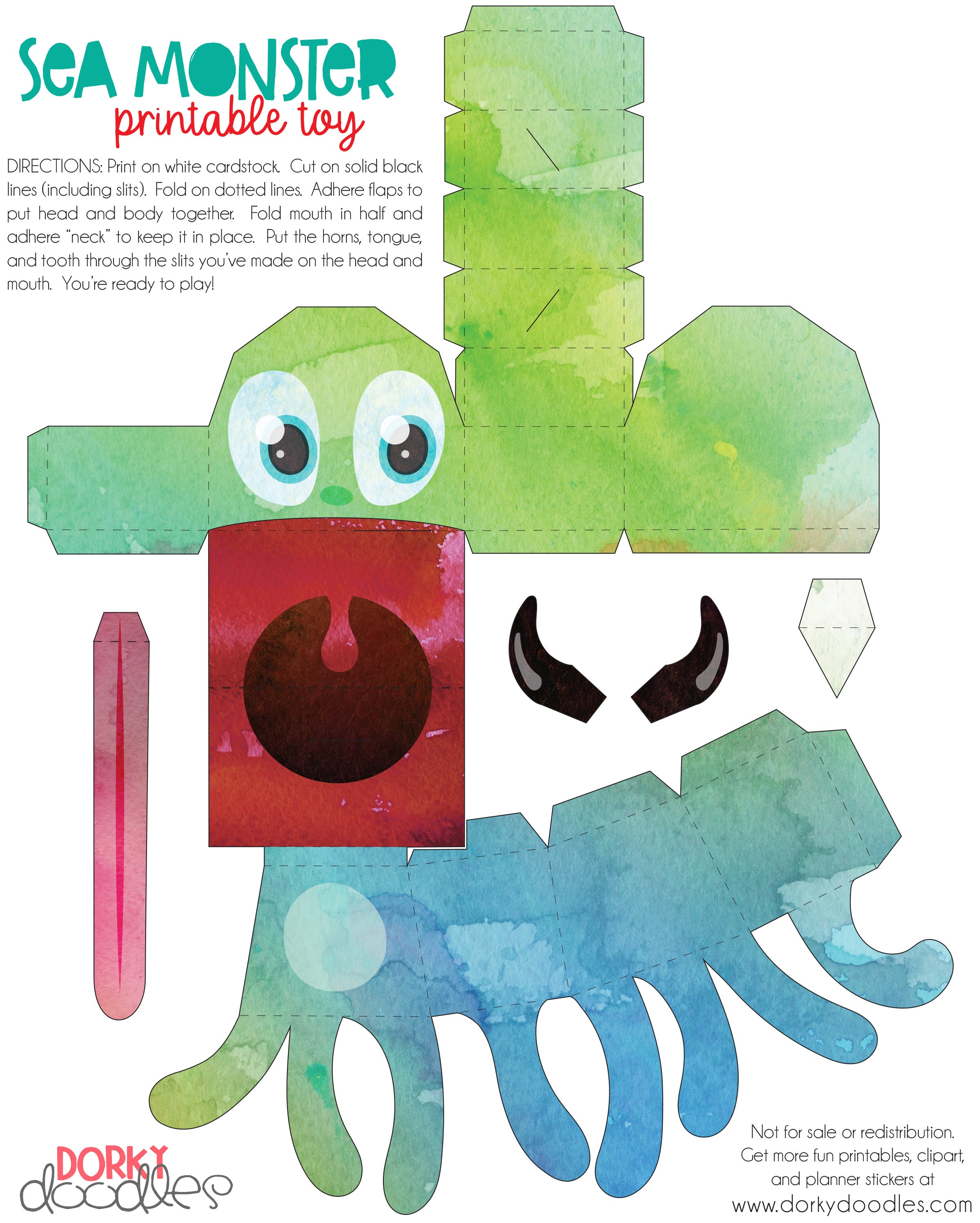 monster printable toy