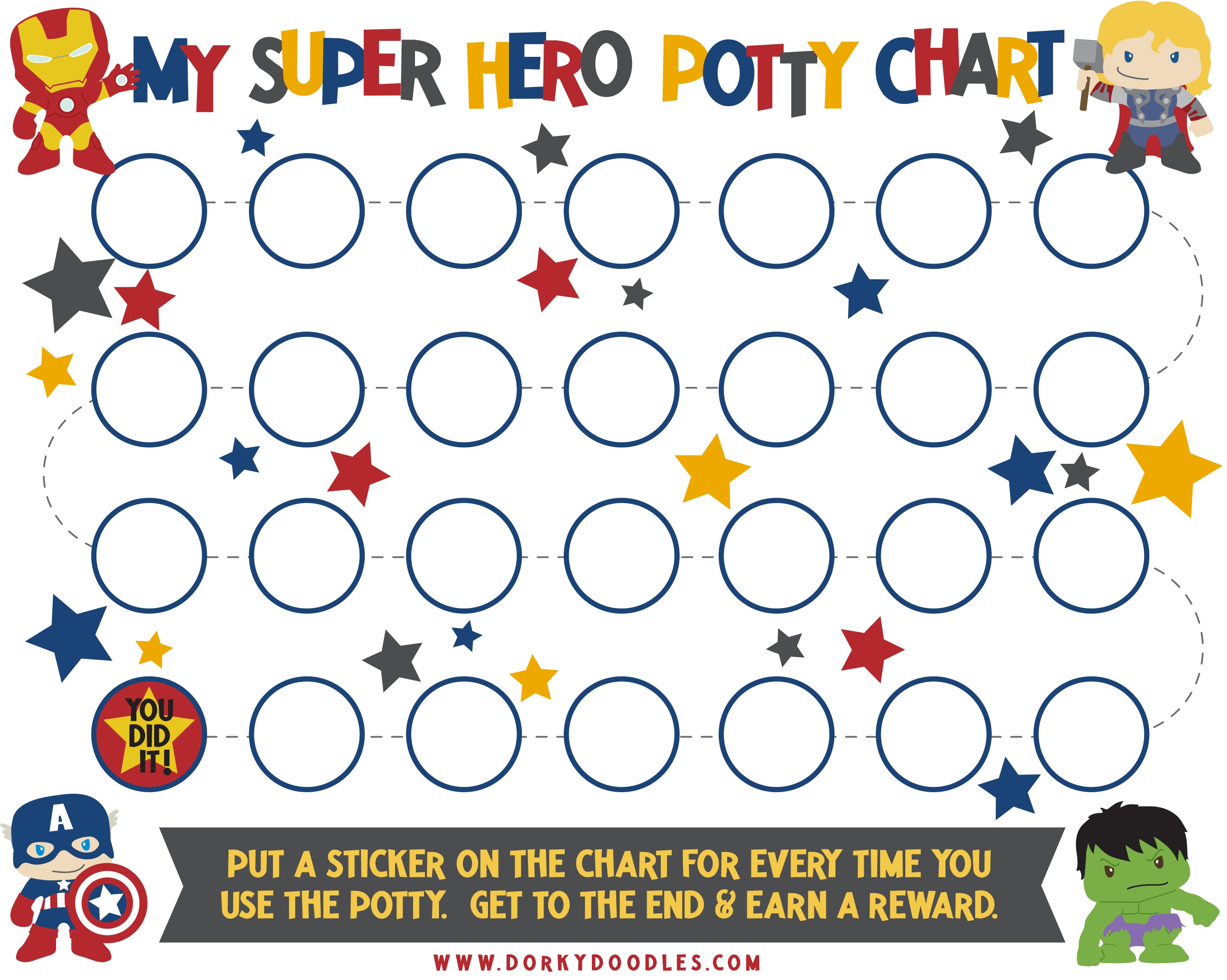 potty training sticker chart with super heroes