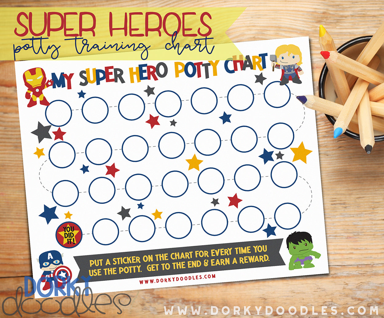 superhero potty training sticker chart