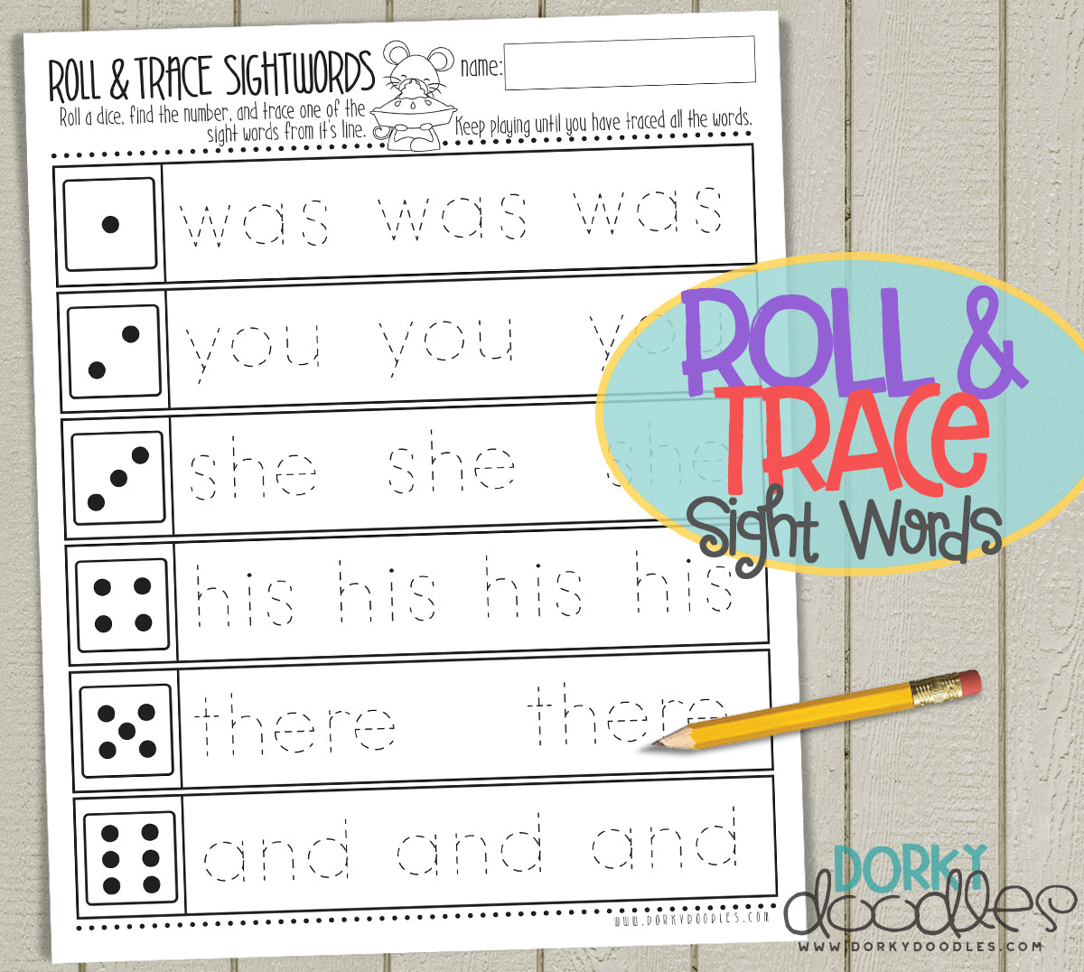 Roll And Trace Sight Words With Thanksgiving Mouse Dorky