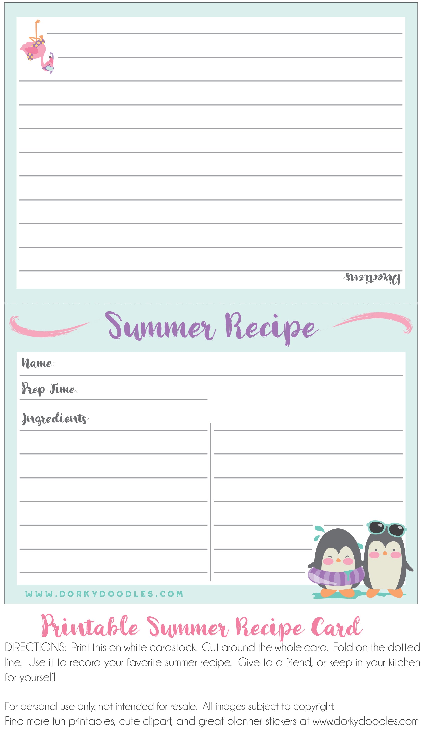 summer recipe card
