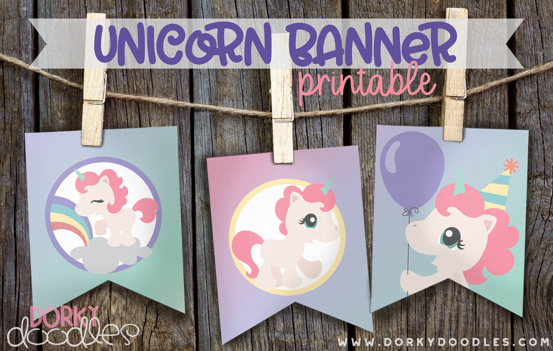 unicorn party banner fun free printable