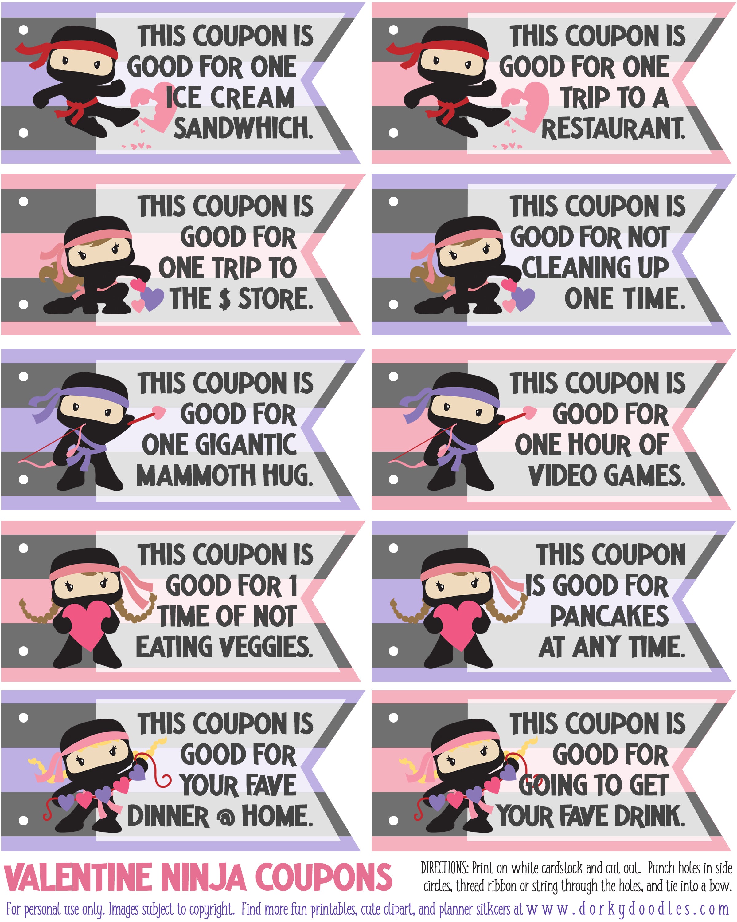 valentine ninja printable coupon book
