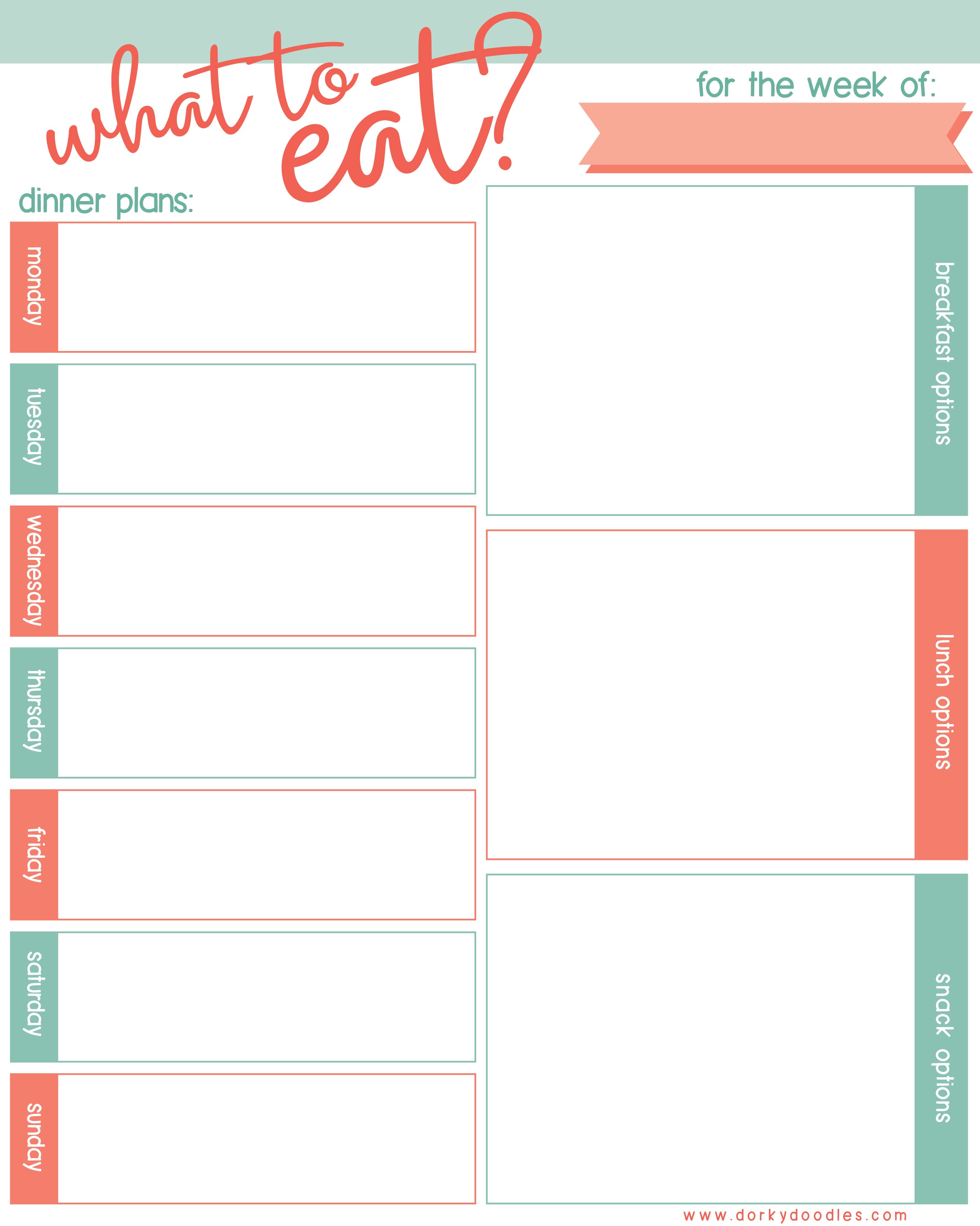 free weekly meal planner printable