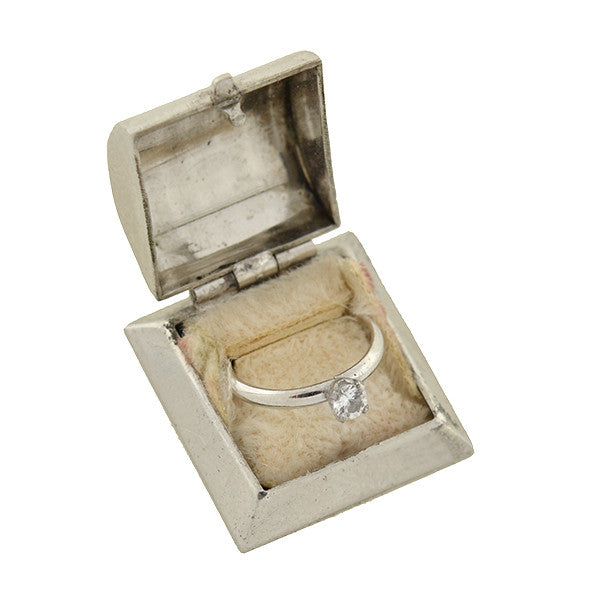 silver engagement ring box