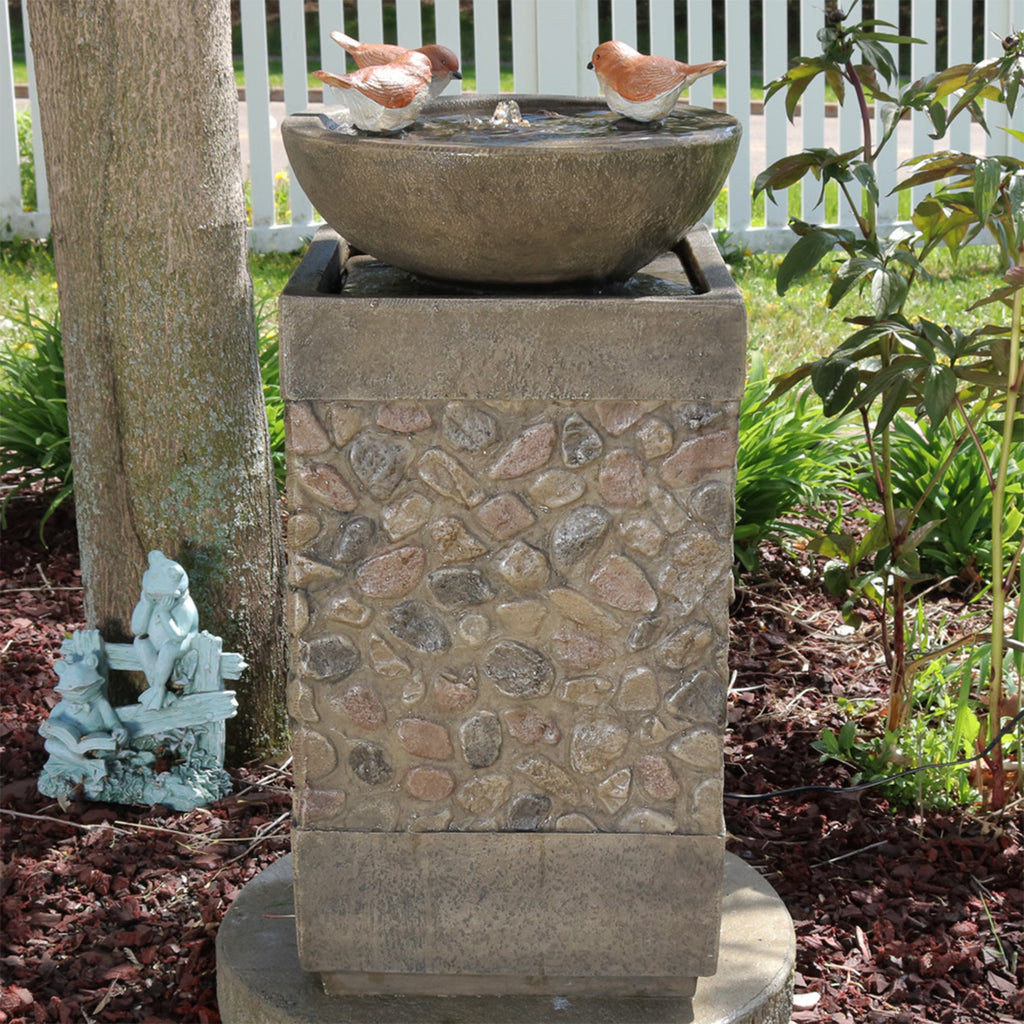 LARGE 3 tier distressed ivory white shabby Acorn chic bird bath Outdoor Fountain 