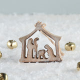 WOOD NATIVITY MANGER ORNAMENT