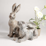 DISTRESSED GRAY RESIN BUNNY