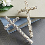WOOD CROSS WITH PEARLS