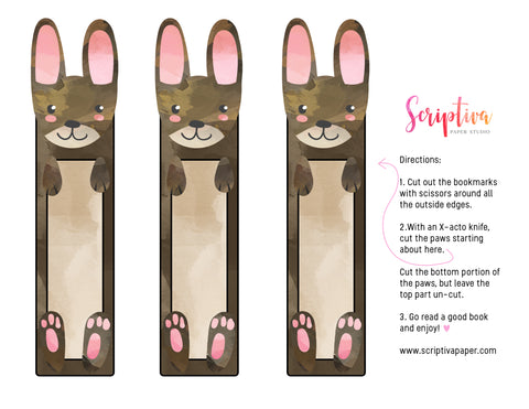 free printable bunny bookmark diy for kids