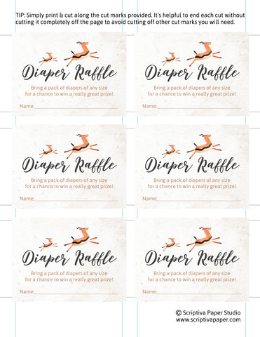 Free printable jungle safari diaper raffle cards