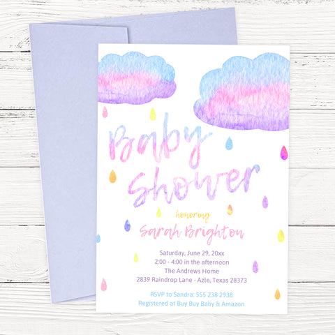 raindrop baby shower invitation