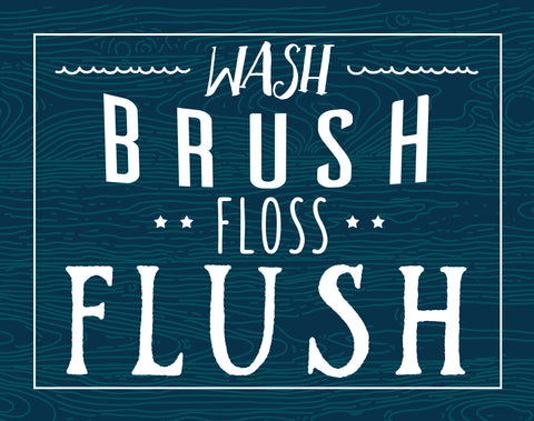 wash brush floss flush bathroom wall art for kids free printable