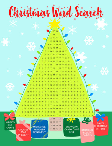 free christmas printables for kids word search