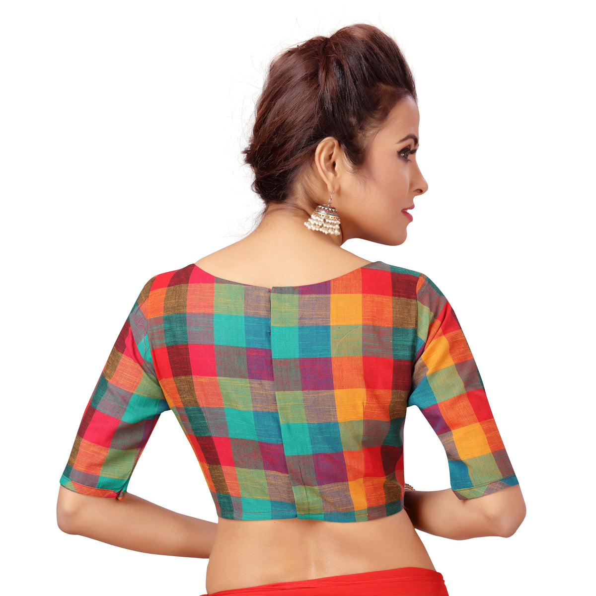 Women's Multicoloured Madras Checks Blouse by Shringaar- (1pc set ...