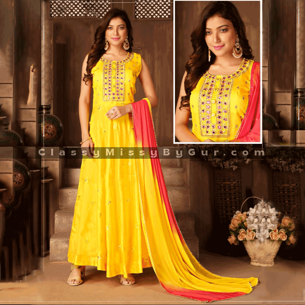 Bollywood inspired anarkali suit with pant and dupatta for women ...