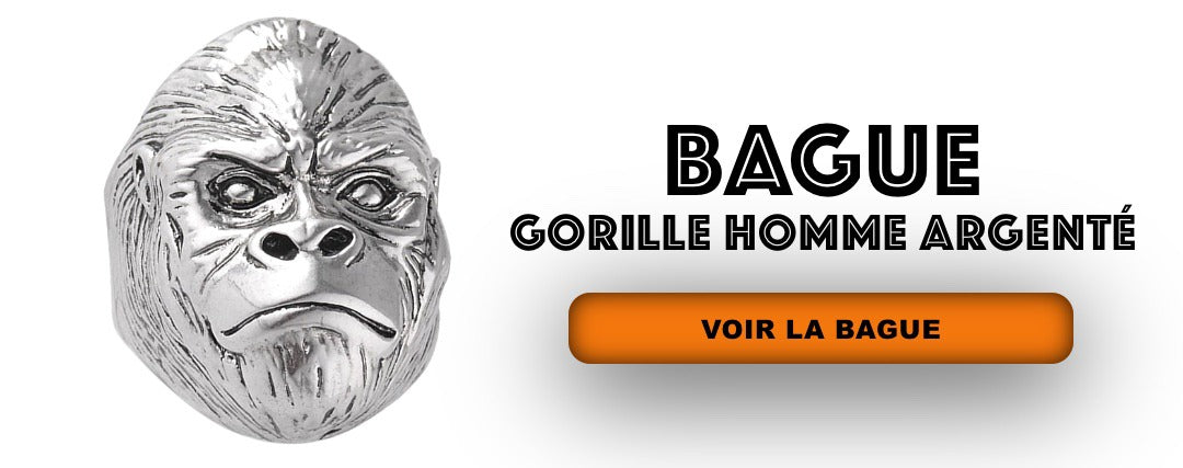 Bague Gorille Homme Argenté