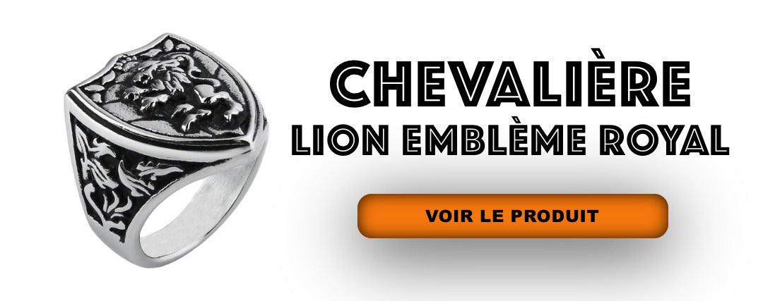 Chevalière Lion Emblème Royal Acier