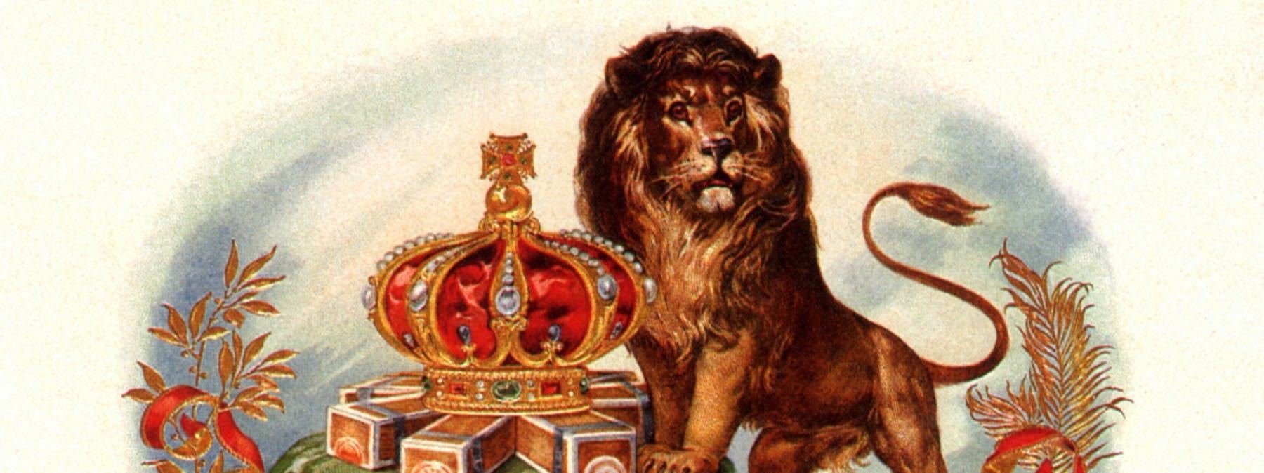 Lion male avec une couronne royale