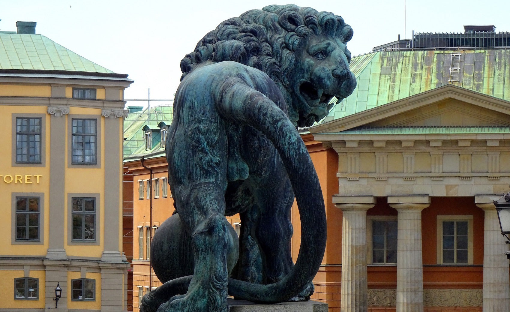 Statue Lion au Palais Royal de Stockholm