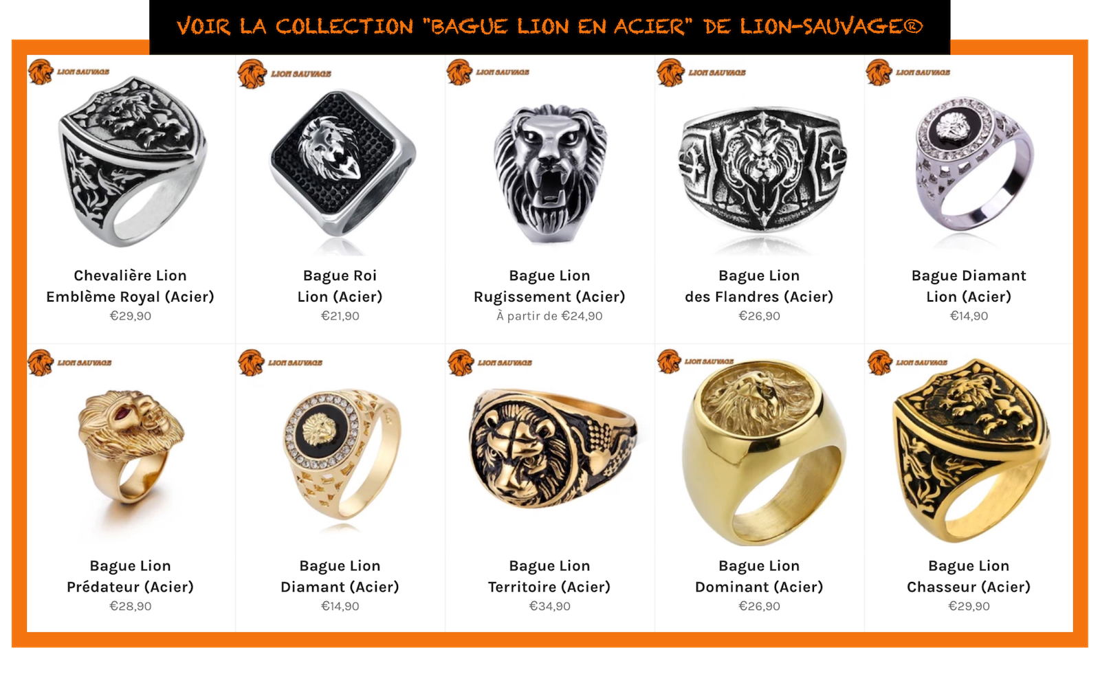 Bague Lion en Acier de qualite 