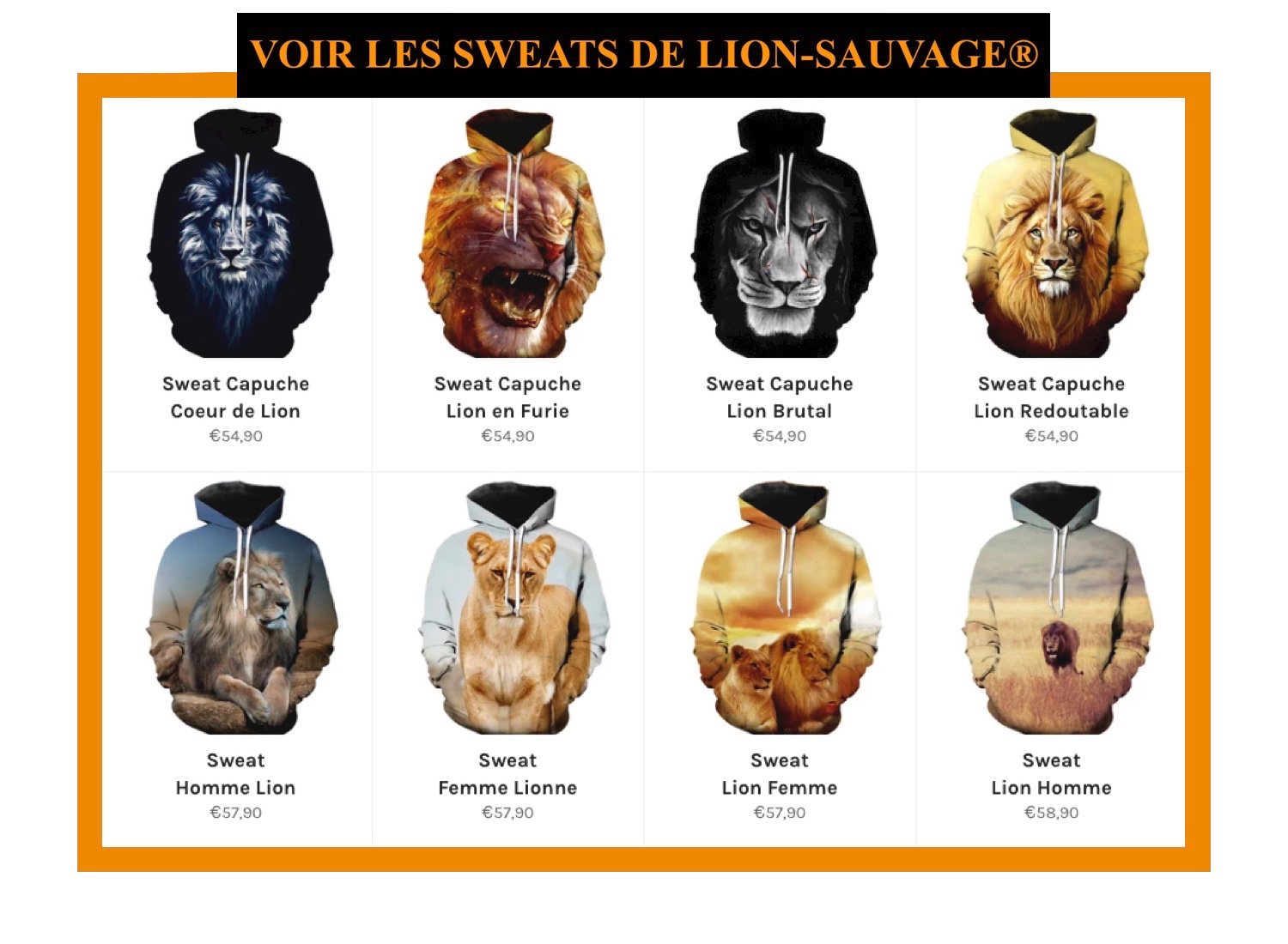 Sweats Lions de boutique Lion sauvage