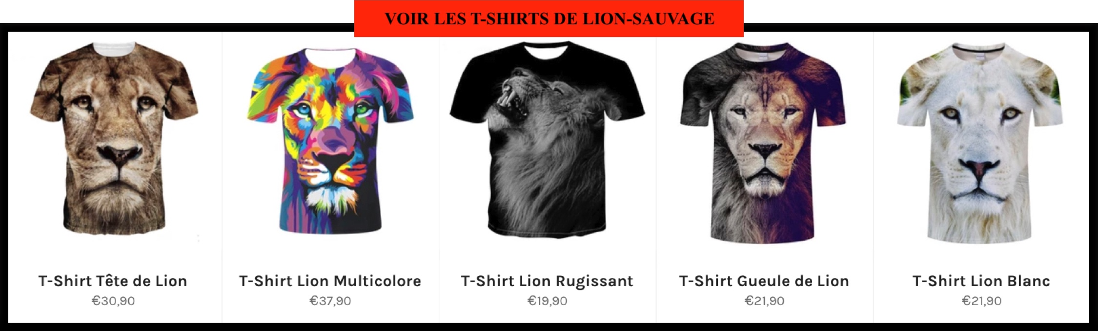 T-shirt Lion pas cher boutique Lion Sauvage
