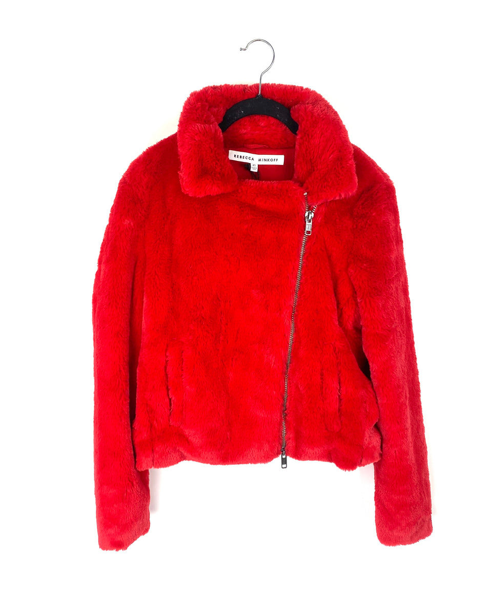 Minkoff Faux Fur Red Jacket - Size 0 and 2 The Foundation