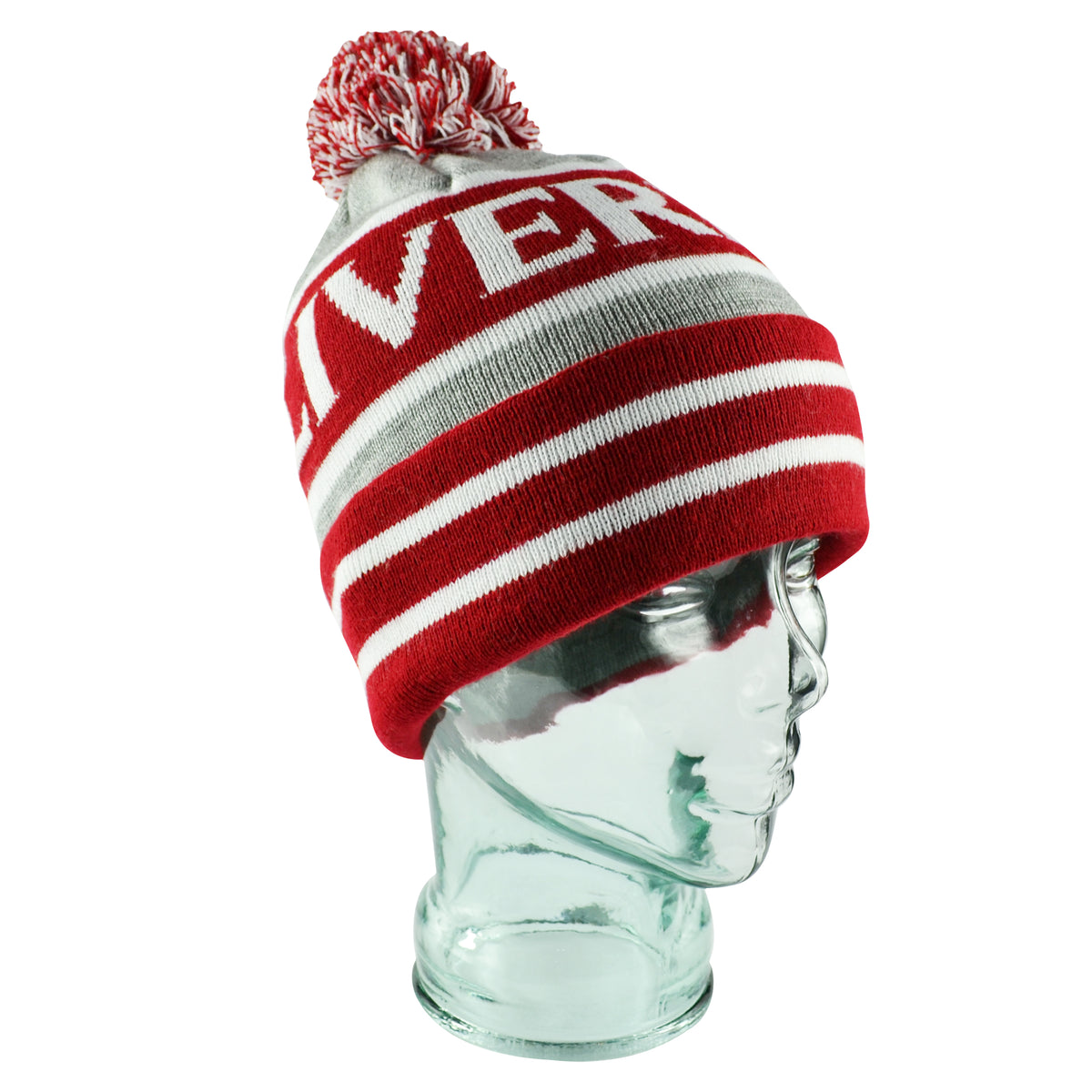 White & Red Partisan Liverpool Bobble Hat Grey