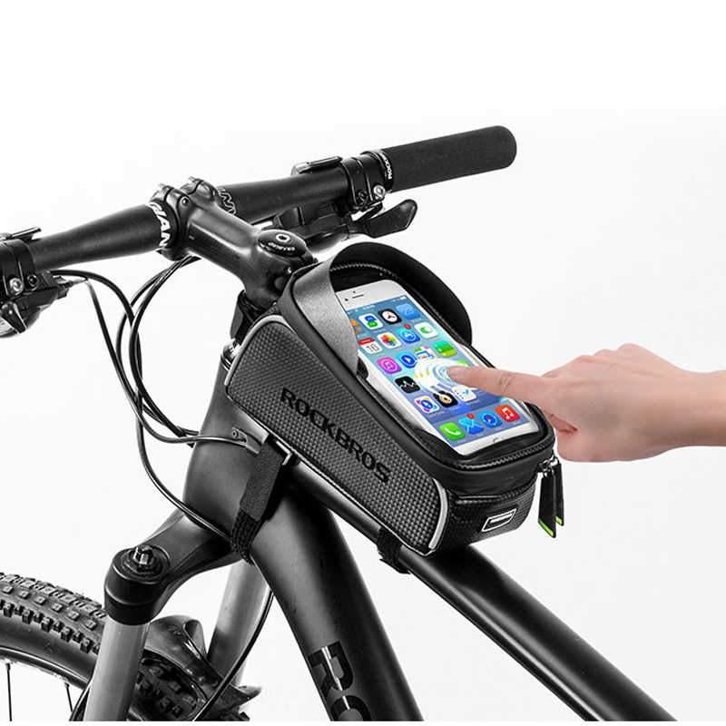 rockbros bike bag waterproof top tube phone bag front frame mountain