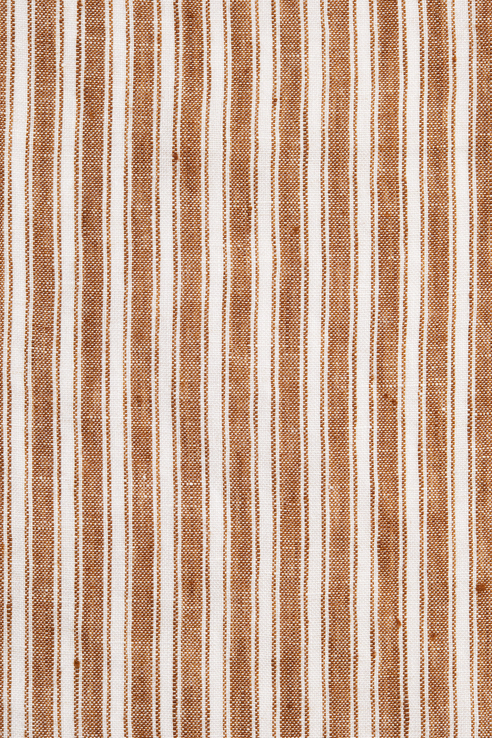 Drap plat rayé en pur lin lavé 270 x 310 cm - Brique de Sienne