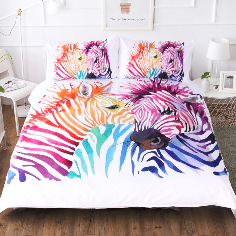 Colorful Couple Zebra Design Duvet Covers Bedding Sets Heartcasa