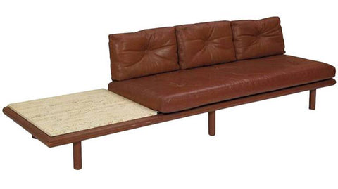 Teak and Leather Daybed with Marble Table by Hvidt and Molgaard-Nielsen