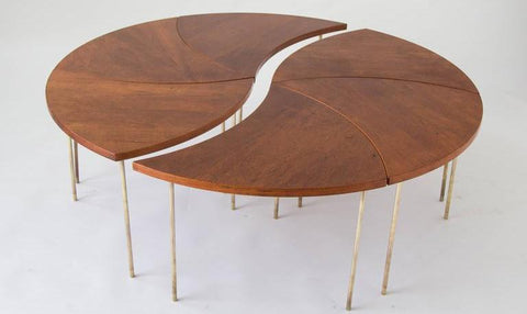 Hvidt and Molgaard-Nielsen Modular Circular Coffee Table, Shown in Two Sections