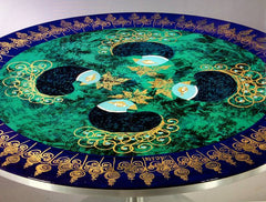 Close-up of hand-painted table by Mygge and Cadovius