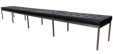 Florence Knoll Black Leather Bench