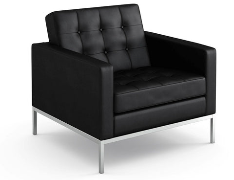 Florence Knoll Black Leather Lounge Chair