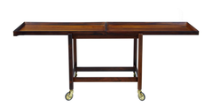 Hundevad Rosewood Serving Table Trolley/Cart, Fully Extended