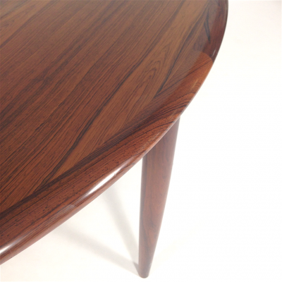 Closeup Moller Round Rosewood Dining Table via Pamono.ca