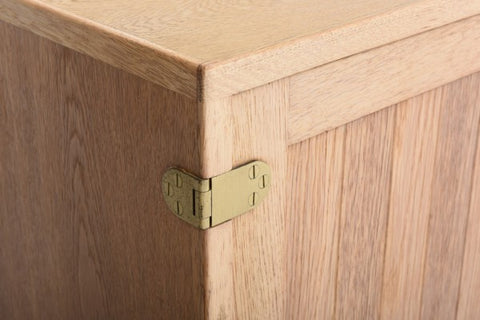 Ostervig Oak Sideboard, Close-up of Wood Panels and Brass Hinge