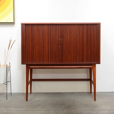 Kurt Ostervig Bar Cabinet with Tambour Doors, Front View