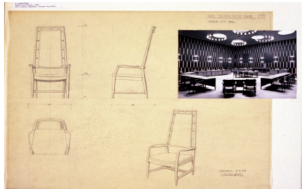Furniture for Ottawa City Council chamber, designed by Sigrun Bulow-Hube