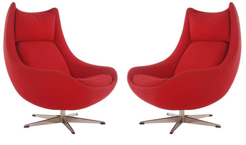 H.W. Klein red egg chairs