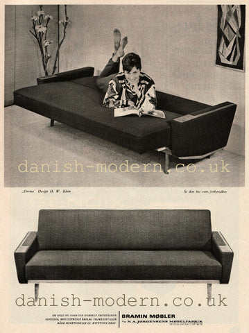 Vintage print advertisement of H.W. Klein sofa bed